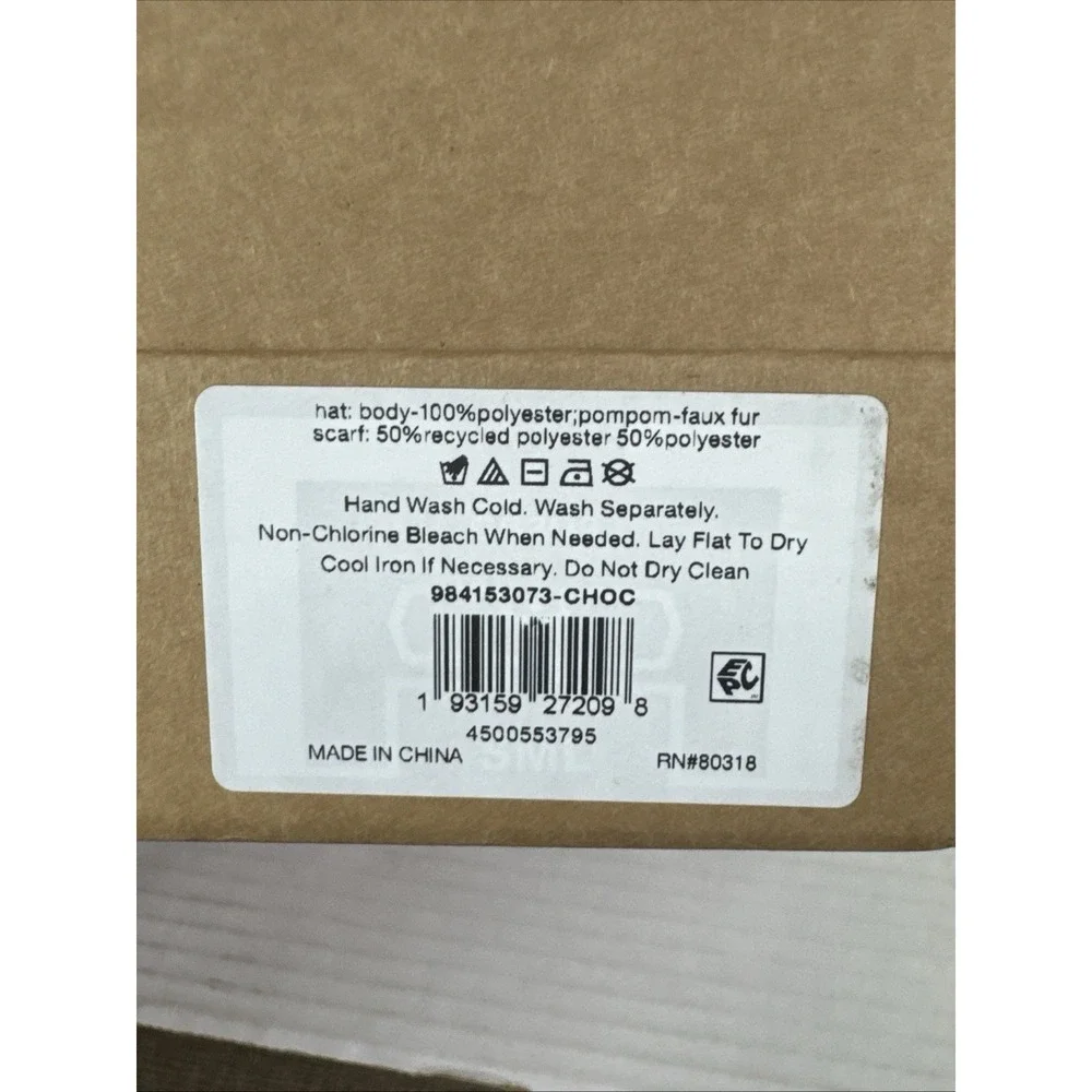 Lucky Brand NEW Damaged Box Hat & Scarf Boxed Gift Set (2) Brown Creme Gray 1406
